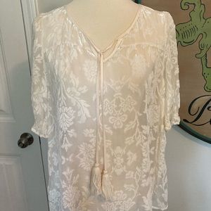 Cream color velvet burnout top